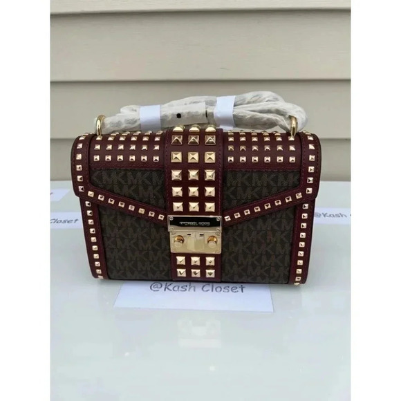 Michael Kors Rose Medium Flap Shoulder Messenger Bag -Merlot - Picture 2 of 14